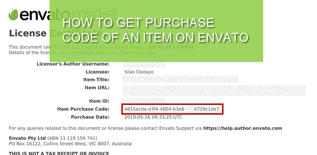 How to get Purchase Code of an Item on Envato